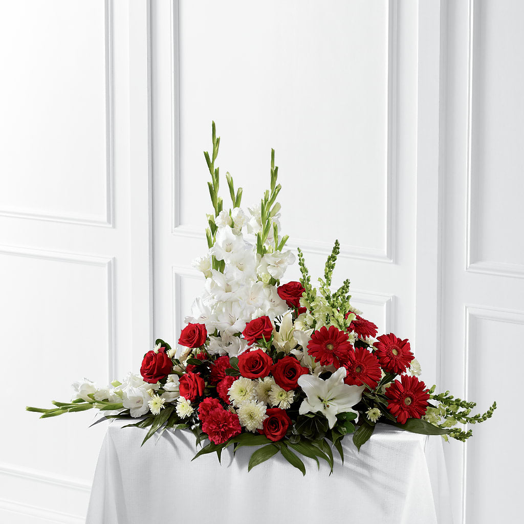 Crimson & White Arrangement – Gladrich Florist Shoppe, Punta Gorda FL