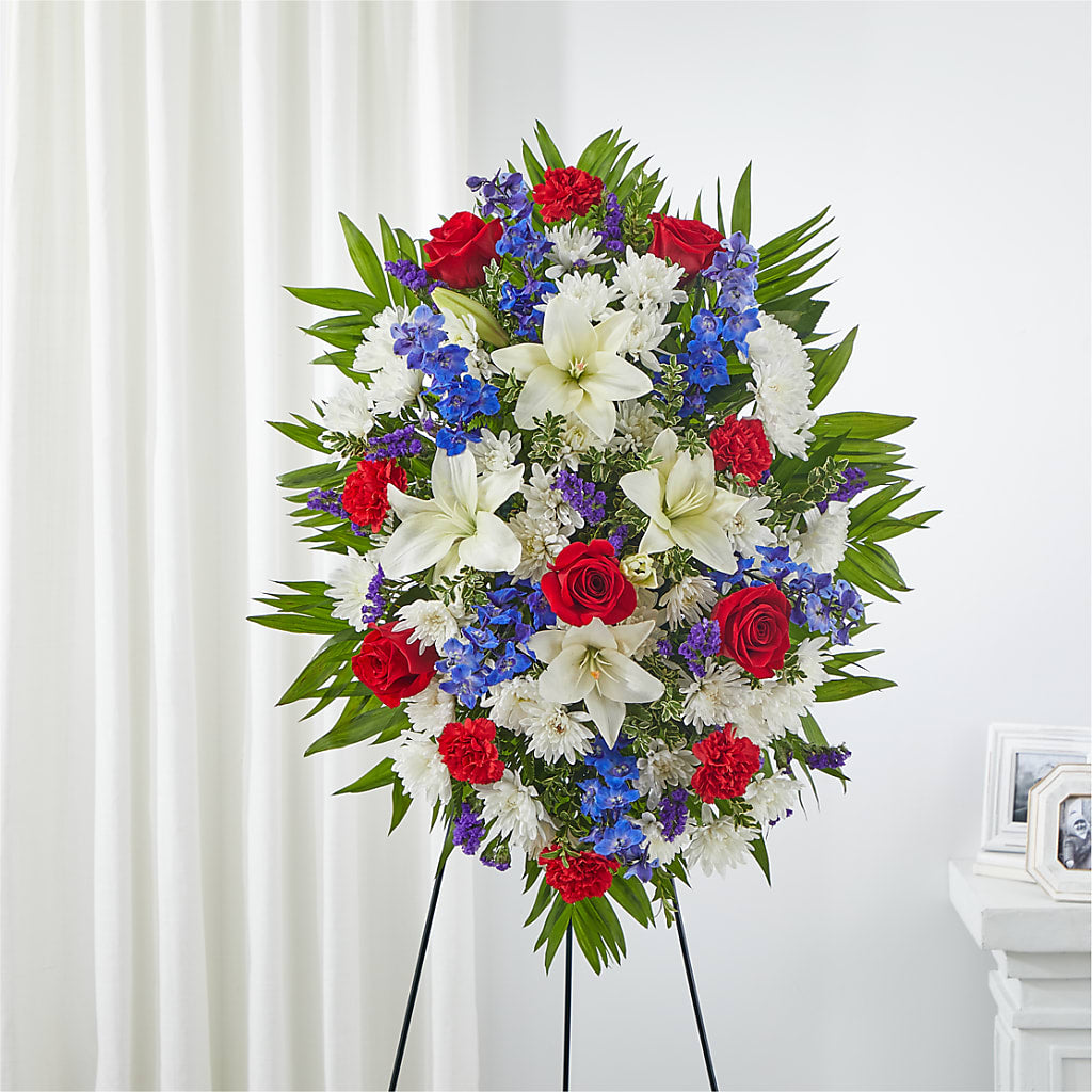 Cherished Service Standing Spray – Gladrich Florist Shoppe, Punta Gorda FL