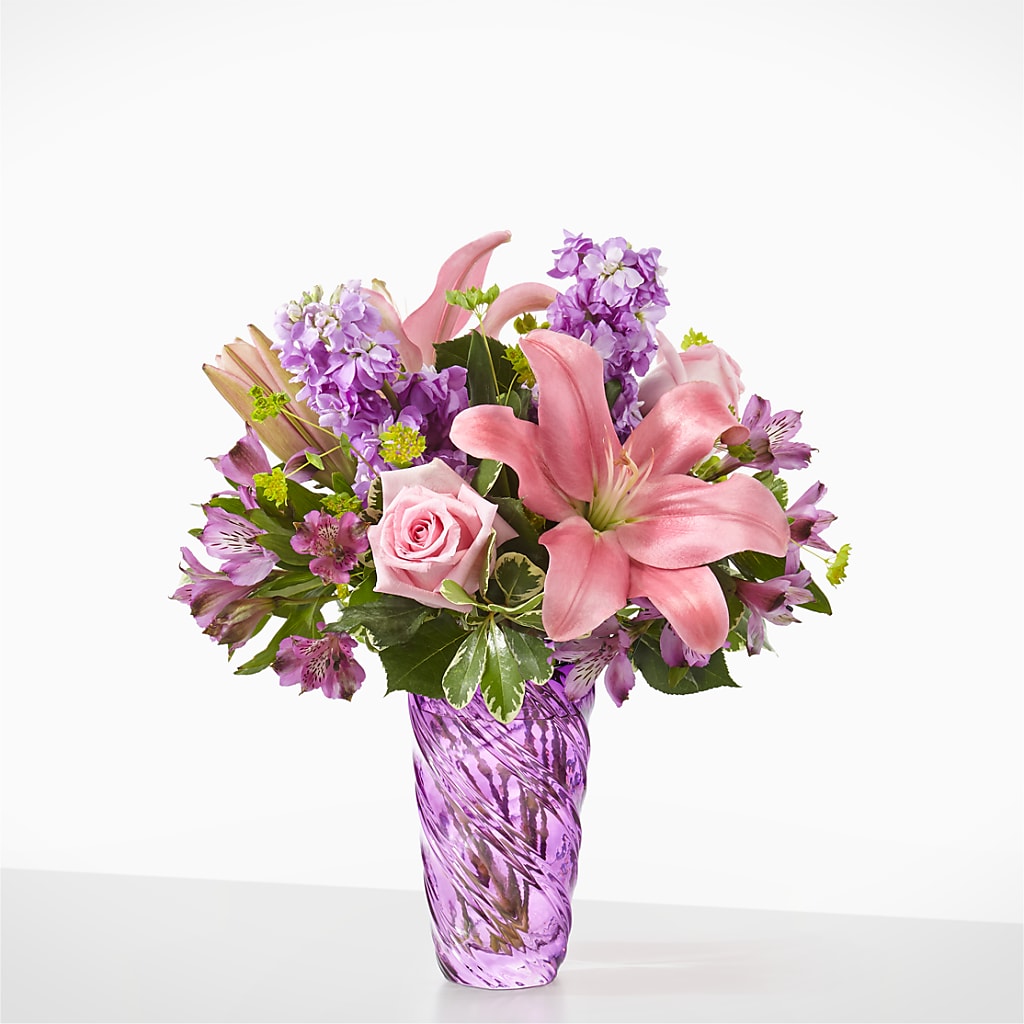 Precious Petals Bouquet with Luxe Swirl Vase – Gladrich Florist Shoppe, Punta Gorda FL