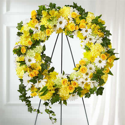 Golden Remembrance Wreath –  Gladrich Florist Shoppe, Punta Gorda FL
