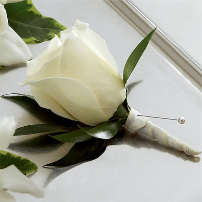 White Rose Boutonniere –  Gladrich Florist Shoppe, Punta Gorda FL